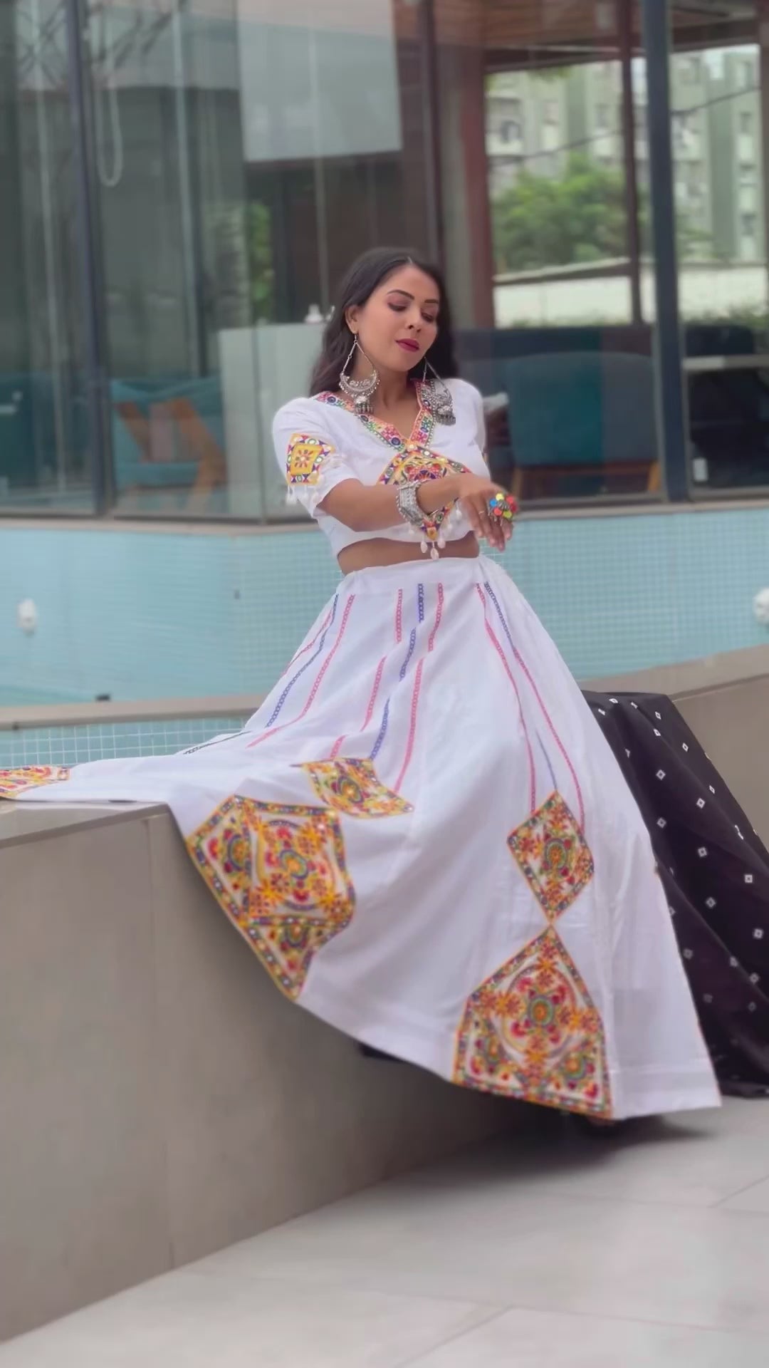 NAVRATRI SPECIAL Lehenga Choli 🥢 ✨ Gamthi Work with Real Mirror & Digital Printed Dupatta ✨ 6 Meter Big Flair – Perfect for Garba & Navratri Nights 🌟